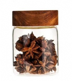 Wooden thread lid glass jar